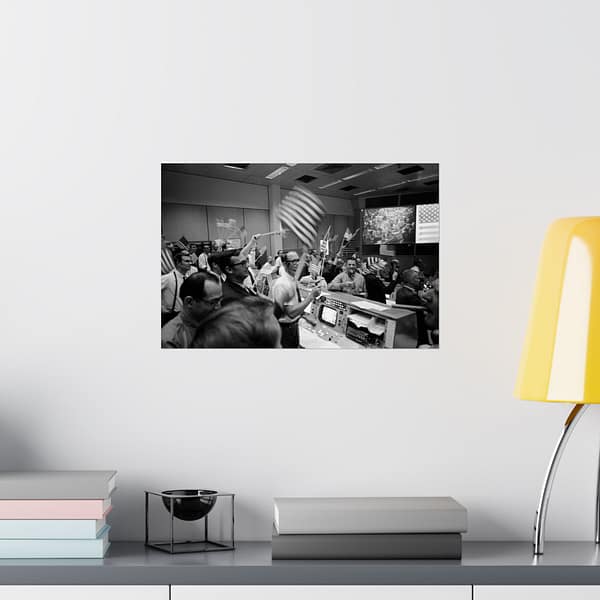 6574085198812288575_2048.jpeg Mission Control Celebrating Conclusion of Apollo 11 Mission - NASA (1969) - Space Age Poster Print