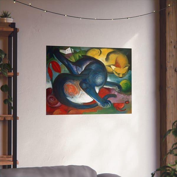 1393478481561106318_2048.jpeg Two Cats, Blue and Yellow - Franz Marc (1912) - Art Deco Poster Print