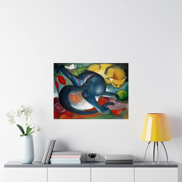 16338031481492360376_2048.jpeg Two Cats, Blue and Yellow - Franz Marc (1912) - Art Deco Poster Print