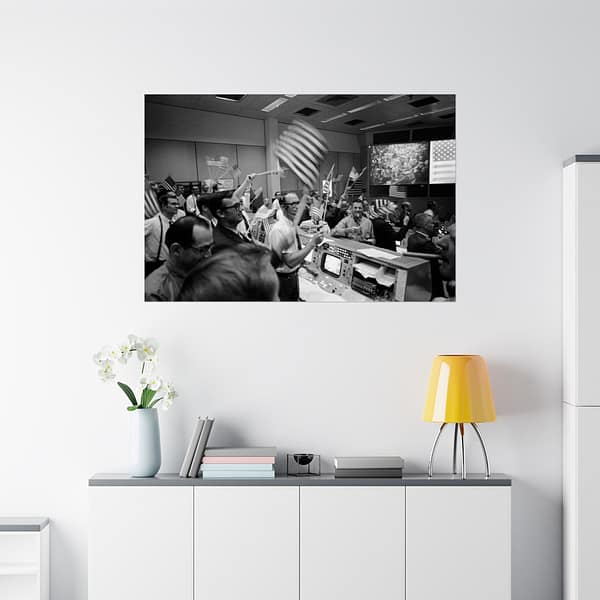 6853751781726252571_2048.jpeg Mission Control Celebrating Conclusion of Apollo 11 Mission - NASA (1969) - Space Age Poster Print