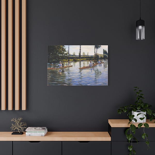 16016640454394714404_2048.jpeg Boating on the Yerres - Gustave Caillebotte (1877) - Impressionist Canvas Print