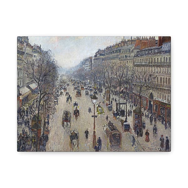 7034122699043547047_2048.jpeg The Boulevard Montmartre, Morning, Cloudy Weather - Camille Pissarro (1897) - Impressionist Canvas Print