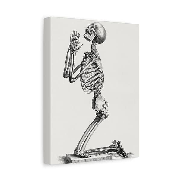 15761326912820048351_2048.jpeg Human Skeleton Kneeling in Prayer - William Cheselden (1733) - Vintage Art Canvas Print