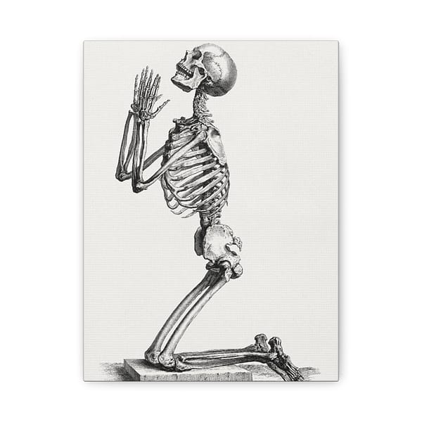 2254177966934217801_2048.jpeg Human Skeleton Kneeling in Prayer - William Cheselden (1733) - Vintage Art Canvas Print