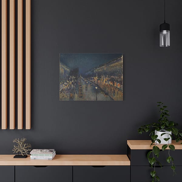 3585638185635861718_2048.jpeg The Boulevard Montmartre at Night - Camille Pissarro (1897) - Impressionist Canvas Print