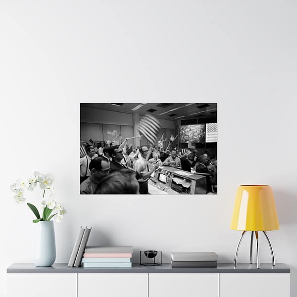 1435421006913628310_2048.jpeg Mission Control Celebrating Conclusion of Apollo 11 Mission - NASA (1969) - Space Age Poster Print