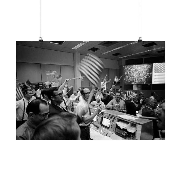 13376058154386195470_2048.jpeg Mission Control Celebrating Conclusion of Apollo 11 Mission - NASA (1969) - Space Age Poster Print
