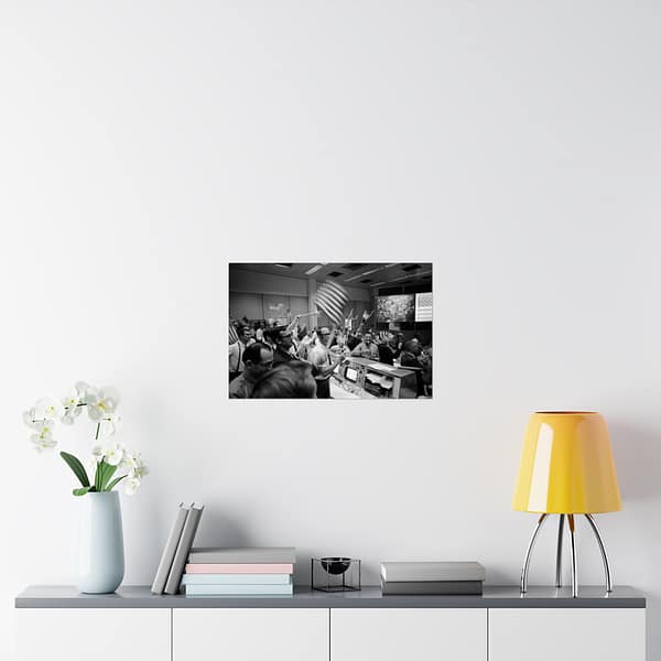 15384318698468522010_2048.jpeg Mission Control Celebrating Conclusion of Apollo 11 Mission - NASA (1969) - Space Age Poster Print
