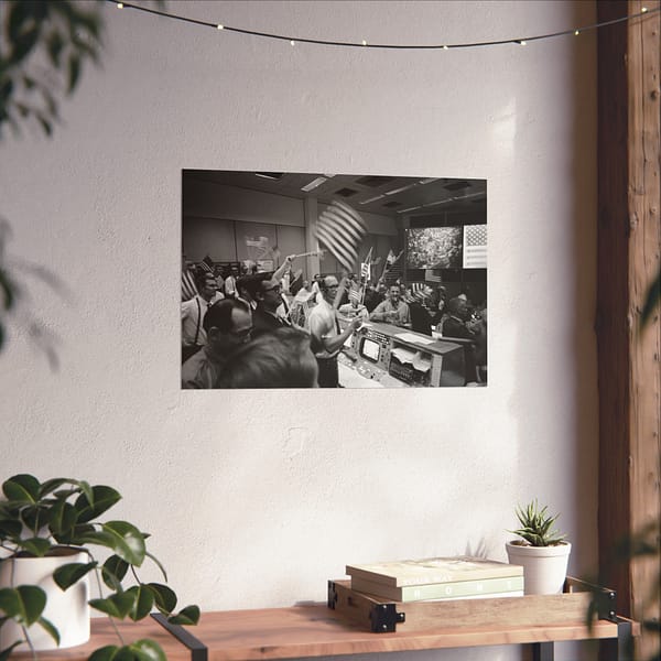 2345913434424597480_2048.jpeg Mission Control Celebrating Conclusion of Apollo 11 Mission - NASA (1969) - Space Age Poster Print