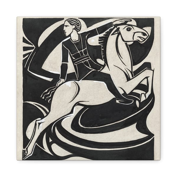 218559193240623353_2048.jpeg Man on Horseback - Richard Roland Holst (c. 1900) - Art Nouveau Canvas Print