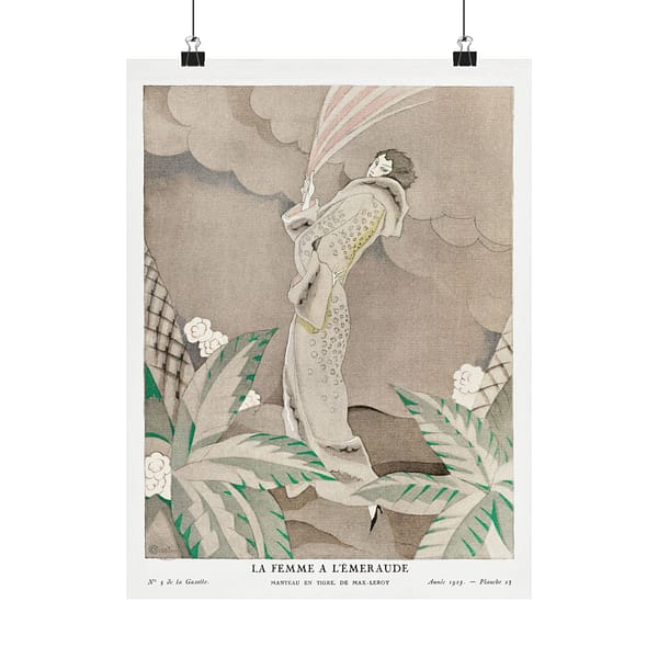 4320973926277381443_2048.jpeg La Femme a l'Émeraude, Manteau en Tigre, de Max-Leroy - Charles Martin (1923) - Art Deco Poster Print
