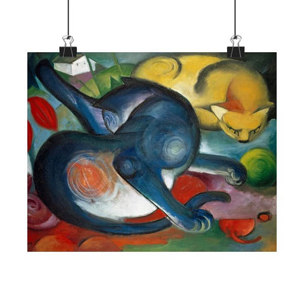 7805674902785963855_2048.jpeg Two Cats, Blue and Yellow - Franz Marc (1912) - Art Deco Poster Print