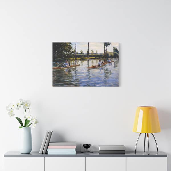 16026411484038772798_2048.jpeg Boating on the Yerres - Gustave Caillebotte (1877) - Impressionist Canvas Print