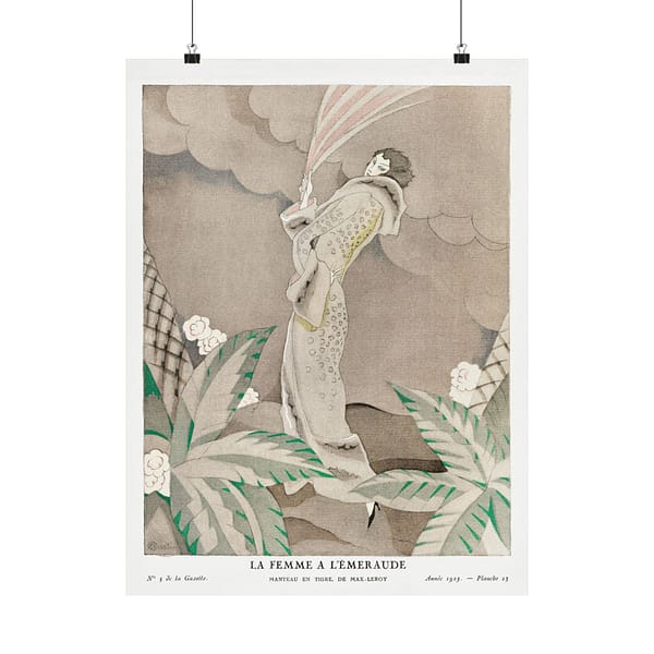 8889623486539073255_2048.jpeg La Femme a l'Émeraude, Manteau en Tigre, de Max-Leroy - Charles Martin (1923) - Art Deco Poster Print