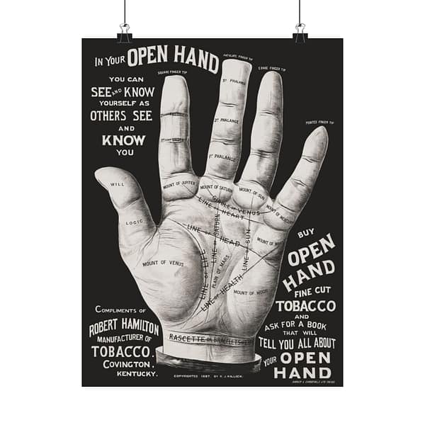 11211284862726127703_2048-2.jpeg In Your Open Hand - Palm Reading Ad - R. J. Killick (1887) - Vintage Art Poster Print