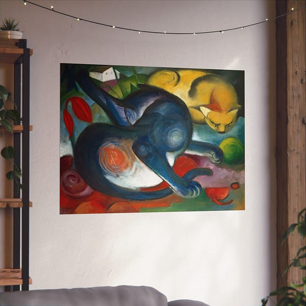 11559257818238227334_2048.jpeg Two Cats, Blue and Yellow - Franz Marc (1912) - Art Deco Poster Print
