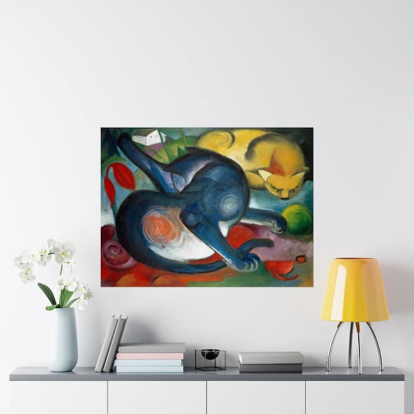 13669566327139985082_2048.jpeg Two Cats, Blue and Yellow - Franz Marc (1912) - Art Deco Poster Print
