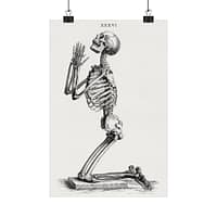 9070190807041960551_2048-1.jpeg Human Skeleton Kneeling in Prayer - William Cheselden (1733) - Vintage Art Poster Print