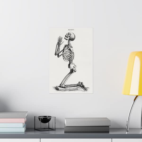6925134810574455187_2048-1.jpeg Human Skeleton Kneeling in Prayer - William Cheselden (1733) - Vintage Art Poster Print