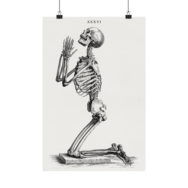 14700546613182590453_2048-1.jpeg Human Skeleton Kneeling in Prayer - William Cheselden (1733) - Vintage Art Poster Print