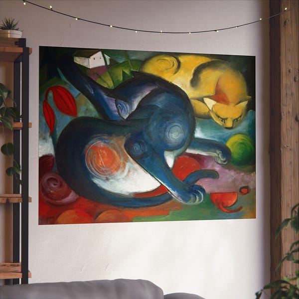 14748931485117351847_2048.jpeg Two Cats, Blue and Yellow - Franz Marc (1912) - Art Deco Poster Print