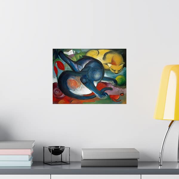 15284648822854514505_2048.jpeg Two Cats, Blue and Yellow - Franz Marc (1912) - Art Deco Poster Print