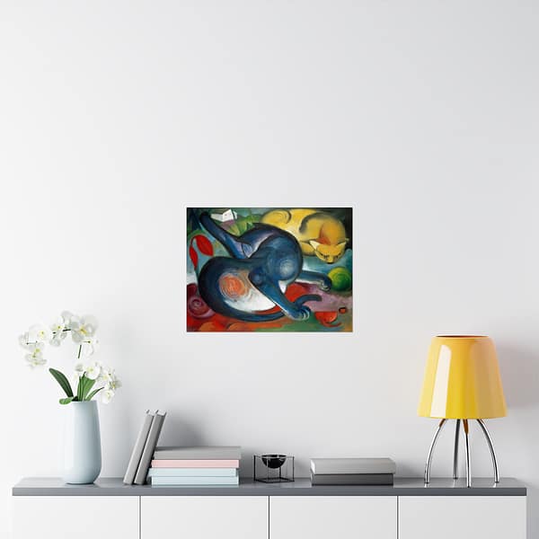 7450809346161790516_2048.jpeg Two Cats, Blue and Yellow - Franz Marc (1912) - Art Deco Poster Print
