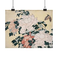 12160197309105917791_2048-1.jpeg Peonies and Butterfly – Katsushika Hokusai (c. 1833-34) – Japanese Woodblock Poster Print