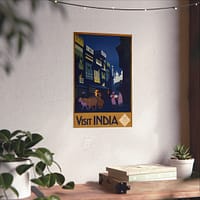 12403644366909321254_2048-1.jpeg Visit India, A Street by Moonlight – India State Railways Bureau (c. 1920) – Vintage Travel Poster Print