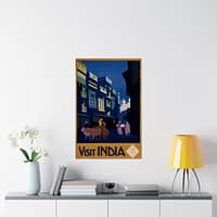 12605149329931779_2048-1.jpeg Visit India, A Street by Moonlight – India State Railways Bureau (c. 1920) – Vintage Travel Poster Print