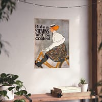 2698875164517561491_2048-1.jpeg Ride a Stearns and Be Content ad – Edward Penfield (1896) – Art Nouveau Poster Print