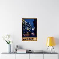 7281031649939437107_2048-1.jpeg Visit India, A Street by Moonlight – India State Railways Bureau (c. 1920) – Vintage Travel Poster Print