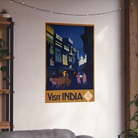 8580726927231664132_2048-1.jpeg Visit India, A Street by Moonlight – India State Railways Bureau (c. 1920) – Vintage Travel Poster Print
