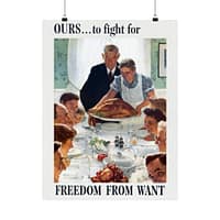 17398708656733756845_2048-1.jpeg OURS... to fight for - Freedom From Want - Norman Rockwell (1943) - Patriotic WWII Poster Print