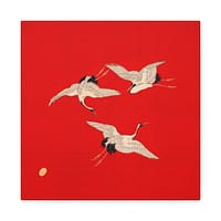 16429491374486975464_2048.jpeg Three Cranes on Vermilion - Japanese Furoshiki Canvas Print