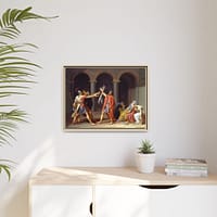 16996093662576729408_2048.jpeg Oath of the Horatii – Jacques-Louis David (1784) – Classical Framed Canvas Print