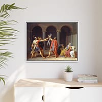 17528957842203886856_2048.jpeg Oath of the Horatii – Jacques-Louis David (1784) – Classical Framed Canvas Print