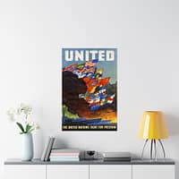 17905010916926730801_2048.jpeg UNITED - The United Nations fight for freedom - Leslie Ragan (1943) - Patriotic WWII Poster Print