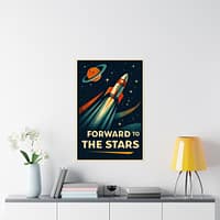 2841218024402906473_2048.jpeg Forward to the Stars – LUNE Original – Space Age Poster Print