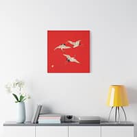3365655948716787234_2048.jpeg Three Cranes on Vermilion - Japanese Furoshiki Canvas Print
