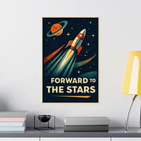 3957067884145065951_2048.jpeg Forward to the Stars – LUNE Original – Space Age Poster Print