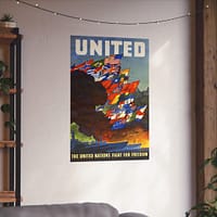 4019677207511990206_2048.jpeg UNITED - The United Nations fight for freedom - Leslie Ragan (1943) - Patriotic WWII Poster Print