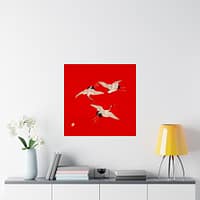5923160634292693350_2048.jpeg Three Cranes on Vermilion - Japanese Furoshiki Poster Print