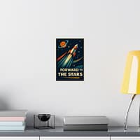 6720642390704268922_2048.jpeg Forward to the Stars – LUNE Original – Space Age Poster Print