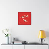 6898314612191285992_2048.jpeg Three Cranes on Vermilion - Japanese Furoshiki Canvas Print