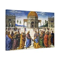 6967534188181236064_2048.jpeg Christ Giving the Keys to St. Peter – Pietro Perugino (c. 1481-1482) – Renaissance Canvas Print