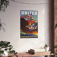 8507124780383908036_2048.jpeg UNITED - The United Nations fight for freedom - Leslie Ragan (1943) - Patriotic WWII Poster Print
