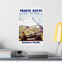 12107356726968465233_2048.jpeg Shasta Route Through the Shasta-Cascade Wonderland Region - Southern Pacific - Maurice Logan (1950) - Vintage Travel Poster Print
