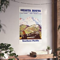 13155160578313310138_2048.jpeg Shasta Route Through the Shasta-Cascade Wonderland Region - Southern Pacific - Maurice Logan (1950) - Vintage Travel Poster Print