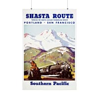 16688042165301903380_2048.jpeg Shasta Route Through the Shasta-Cascade Wonderland Region - Southern Pacific - Maurice Logan (1950) - Vintage Travel Poster Print